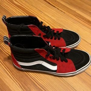 Black white and red vans